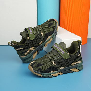 Kids' Tactical Sneakers - Breathable Camo Mesh Shoes | Military Training Style With Reflective Strips_voghion.com
