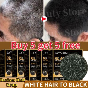 White Hair Darkening Shampoo Soap Restore Gray Beard Eyebrow Hair Natural Color Soap Gray White To Black Dye Hair Fix ShampooBar_voghion.com