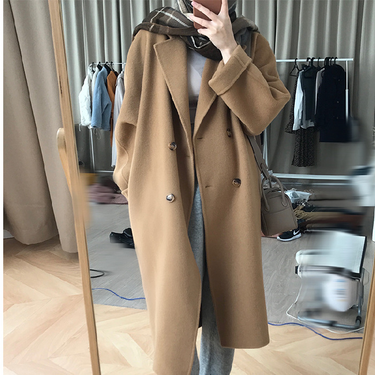 Women's Clothing Woolen coat for women autumn and winter new style loose mid length style temperament high end small size woolen coat for women_voghion.com