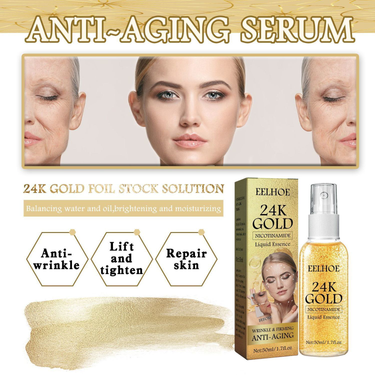 2023 24ss new gold foil anti wrinkle spray reduces fine lines, moisturizes lifts skin and tightens essence_voghion.com