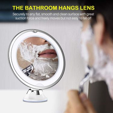 Bath Mirrors LED Fill Makeup Vanity Beauty Light Mirror With Suction Cup_voghion.com