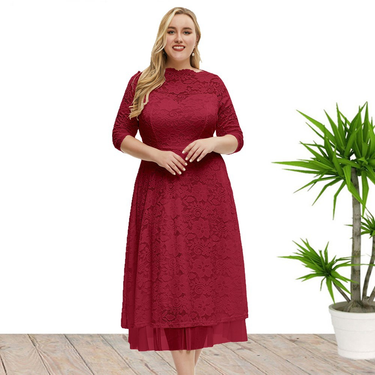 2023 Women's New Lace Evening Dress High Quality Plus size Dresses_voghion.com