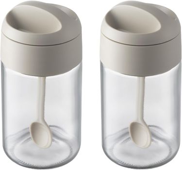 and Salt Container Set, Glass Spice Jars With Spoon, 8.5 Oz Sugar Bowl, For Kitchen Counter Storage Of Sugar, Salt,_voghion.com