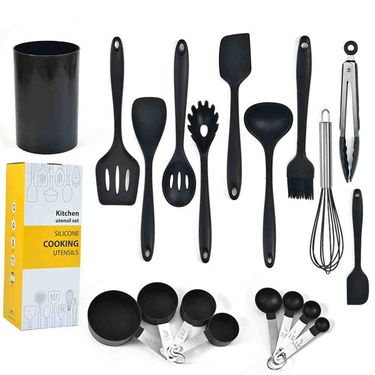 12PCS/SET All Inclusive Silicone Tableware Set With Storage Bucket Spoon Shovel Set Kitchen Tools_voghion.com