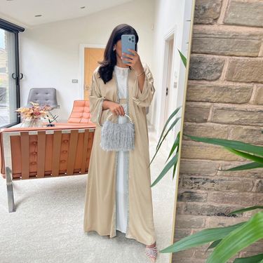 Women's Clothing Hot Diamond Long Skirt Modern Fashion Satin Soft Outer Waist Robe White Inner Wear Abaya_voghion.com