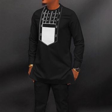 Men's Clothing Trousers Jacket Shirt Solid Color Long Sleeve Set_voghion.com