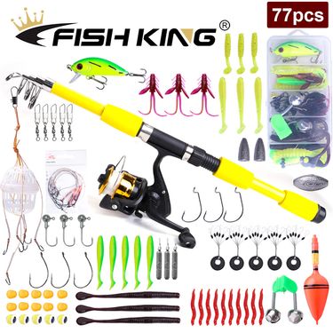 2.1m & 1.8m Telescopic Sea Fishing Rod Set with Lure - Portable Newbie Combination Including Soft Baits and Multiple Fishing Tools_voghion.com