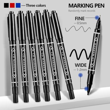 Small double headed hook pen waterproof quick drying logistics marker pen oily marker pen art painting black marker pen_voghion.com