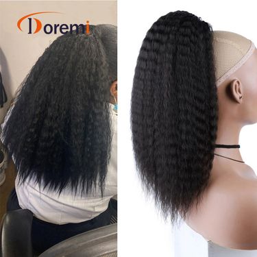 Fashion wig ponytail twist straight hair drawstring ponytail length 45cm high temperature silk fluffy 150g_voghion.com