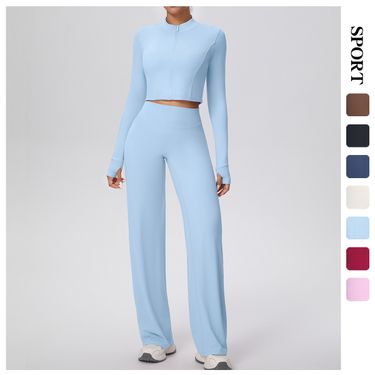 Women's High-Waisted Cloud-Touch Zip-Up Activewear Set – Quick-Dry Yoga & Running Outfit (S-XL, Slim Fit, 80% Nylon, 20% Spandex)_voghion.com