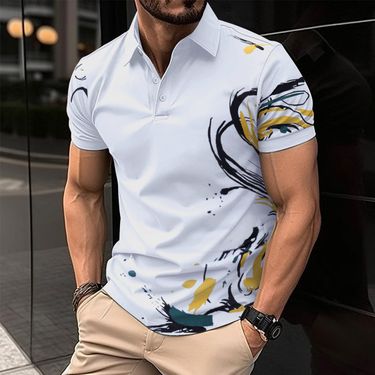 Men's Digital Printing Short Sleeve Hot Sale Men's Polo Shirt Short Sleeve Casual Tops_voghion.com