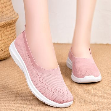 Women's shoes Breathable flying woven shoes Soft soles large size cloth shoes casual shoes_vogvips.com
