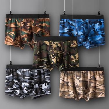 Men's pure cotton camouflage men's underwear sports boxer briefs mid waist large size boxer briefs factory direct sales one piece drop shipping_voghion.com