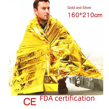 Export e-commerce gold and silver 160x 210cm emergency blanket emergency blanket life-saving insulation sunscreen survival blanket_voghion.com
