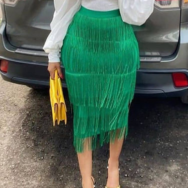 High-waisted Spliced fringe Skirt, Slim Hip-hugging Skirt, Party Pencil Skirt, Plus Size Women's Skirt, Skirt_ecoleips.com