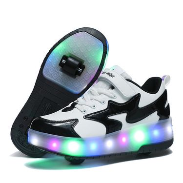 Mother & Kids student running shoes four-wheel children's roller skates men and women detachable wheel shoes skateboard shoelaces light luminous_voghion.com