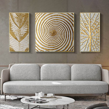 Greenhome 3Pcs Abstract Painting Frameless Golden Foil Art Canvas Home Decoration Modern Art Wall Picture For Living Room_voghion.com