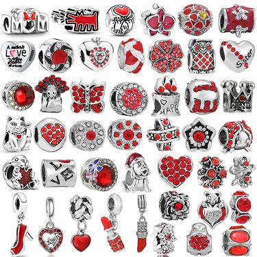 Jewelry Findings & Components Luxury Red Leaf Pendant Alloy Crown Lipstick Beaded Accessories DIY Jewelry Findings & Components_voghion.com