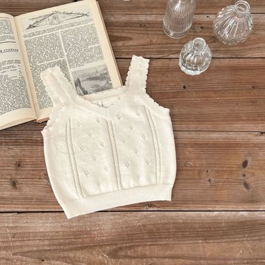 2024 Summer Korean Edition Girls' Sleeveless Cute and Cool Knitted camisole Baby Forest Style Western style Tank Top_voghion.com
