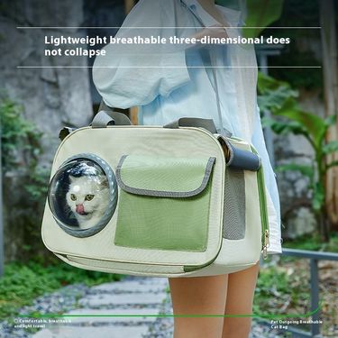 Pet one shoulder diagonal cross, new space capsule cat bag, large capacity portable folding handheld pet outdoor bag_voghion.com