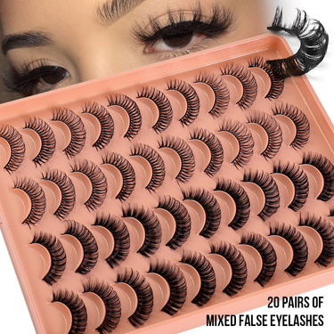 Lash extension set 20 pairs of eyelashes Natural curling eyelashes thick artificial eyelashes_voghion.com