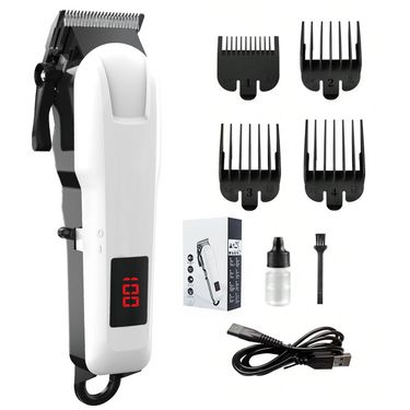 Professional Hair Clipper With Steel Blade - Rechargeable & Quiet Electric Trimmer For Salon & Home Use, Digital Display_voghion.com