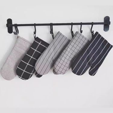 Modern Minimalist Oven Mitts & Pot Holders Set – Heat Resistant Kitchen Gloves With Non-Slip Grip, Geometric Patterns (16x26cm)_voghion.com