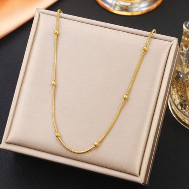 Jewelry Findings Stainless Steel Round Snake Clip Bead Necklace 18K Gold Plated Snake Bone Chain DIY Jewelry With Chain Titanium Steel Necklace_voghion.com