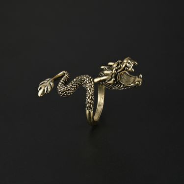 Personalized single opening index finger trendy human jewelry domineering dragon ring male cigarette holder_voghion.com