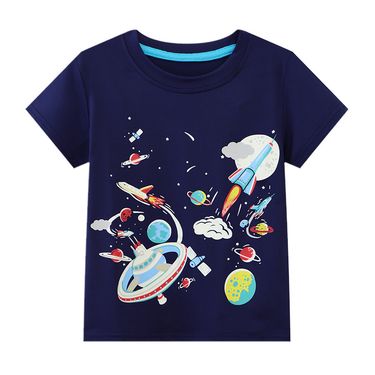 mother & kids boys short sleeves summer new space pattern boys short sleeves children's half sleeves factory one piece delivery_voghion.com
