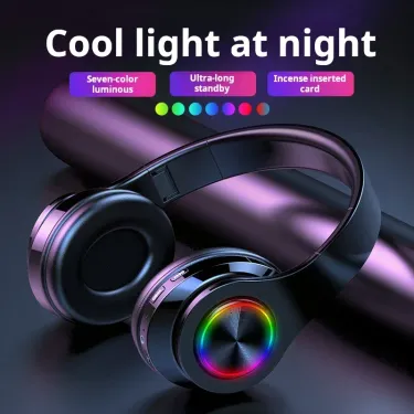 Headsets Gamer Headphones Bluetooth Surround Sound Stereo Wireless Earphones USB With Microphone Colorful Light For PC Laptop_voghion.com