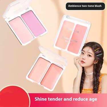 Liangnisi Two Color Powder Blusher Matte Natural Non Flying Powder, Makeup, Color Rendering, Fitting, Double Color Powder Blusher_voghion.com