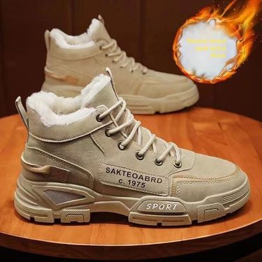 Martin Summer Work High Top Men's Cotton Shoes Fleece Lined Warm Waterproof Non-Slip Northeast Snow Boots Men_voghion.com