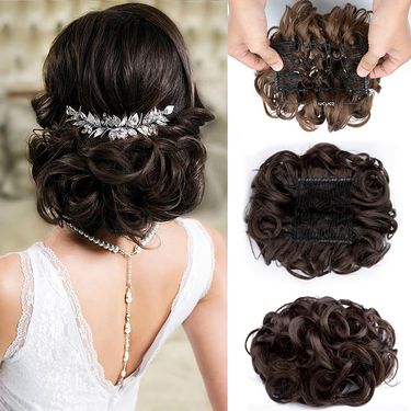 Large Comb Clip In Curly Hair Extension Synthetic Hair Pieces Chignon Women Updo Cover Hairpiece Extension Hair Bun For Women_voghion.com