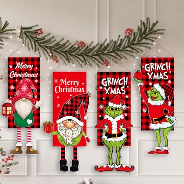 Christmas Decorations Grinch Hanging Feet Doll Flag No Face Doll Doll Flag Garden Flag_voghion.com