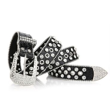 HOT Goth Women PU Leather Straps Rhinestones Belts Cowgirl Y2K Girls Fashion Belt for Jeans Men_mkmklike.com
