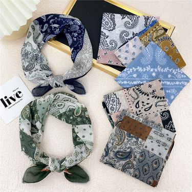 58 Paisley Small Silk For Women Spring Autumn Summer Headscarf Hairband Korean Style Printed Cotton Linen Decorative_voghion.com