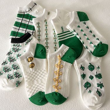 Short socks for women in South Korea, summer thin student green cute college style ins, trendy boat socks, white_voghion.com