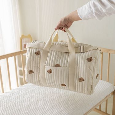 Embroidered Travel Bag Large Capacity Duffel Lightweight Storage Hand Messenger Boston Bag Baby Stroller Diaper Storage Bag_voghion.com
