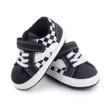 Mother & Kids Spring and autumn new casual baby shoes chessboard black and white checkered baby shoes soft sole Velcro toddler shoes wholesale 2658_voghion.com