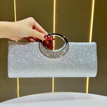New Evening Shiny Handbag Banquet Versatile Shoulder Crossbody Bag Light Diamond-Studded Elegant Clutch_voghion.com