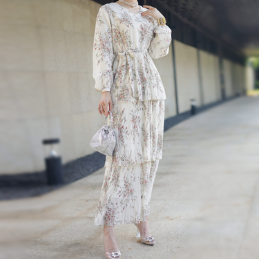 Muslim Fashion pure and beautiful printed dress, ankle-length printed long skirt LR621_voghion.com