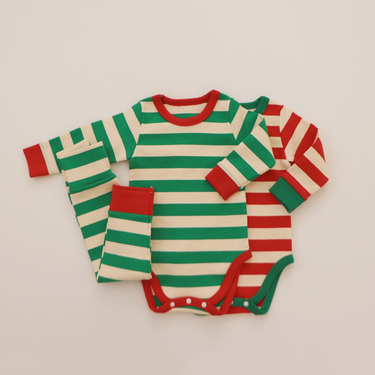 Christmas children's baby children's long sleeve striped festive suit_voghion.com