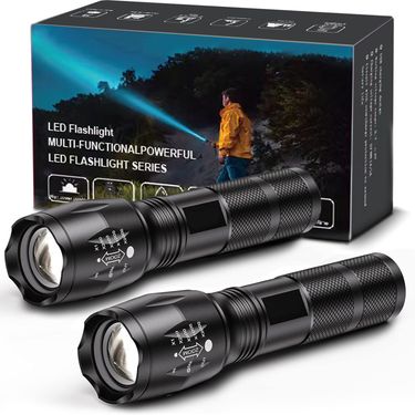Telescopic Zoom Strong Light Aluminum Alloy Flashlight Waterproof Outdoor Night Running Riding Patrol Searchlight_voghion.com