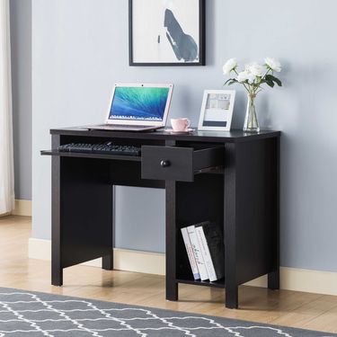 Student Desk Home Office Desk 39'W Compact Desk Writing Desk Laptop Desk Red Cocoa Espresso One Drawer Keyboard Drawer Wooden Knob_voghion.com