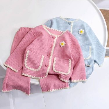 Kids Clothing small fragrance style jacket children's baby girl heavy two piece suit_voghion.com