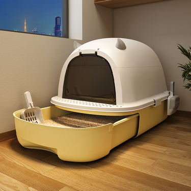 Odor-Proof Fully Enclosed Toilet Litter Tray Extra Large Splash-Proof Cat Poop Box Beiqin_voghion.com