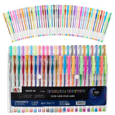 48-Color Glitter Gel Pen Set For Students, Artists & Note-Taking – Vibrant Shimmer, Fluorescent & Metallic Ink – 1.0mm Fine Tip_voghion.com