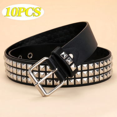 10PCS Metal Punk Rock Studded With Bright Coloured Pyramid Studs Men's And Women's Belts Leather Belt_voghion.com