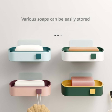 No Drill Wall Mount Soap Dish Holder, Bathroom Soap Organizer With Double Layer Drainage, Creative Shower Shelf For Home, Kitchen, And Bathroom_voghion.com